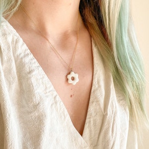 Porcelain flower necklace with Gold Filled chain