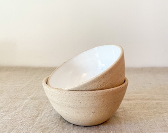 Ceramic bowl raw exterior handmade stoneware trinket dish tableware