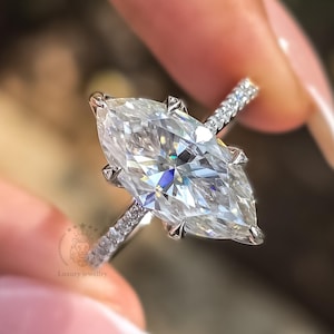 4 CT Marquise Moissanite Engagement Ring: 14K Gold Tulip Setting