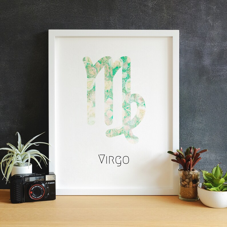 Virgo Star Sign 8.5x11 Virgo Floral Printable Wall Art Zodiac Poster 5x7 8x10 Astrology Gifts for Virgo 11x14