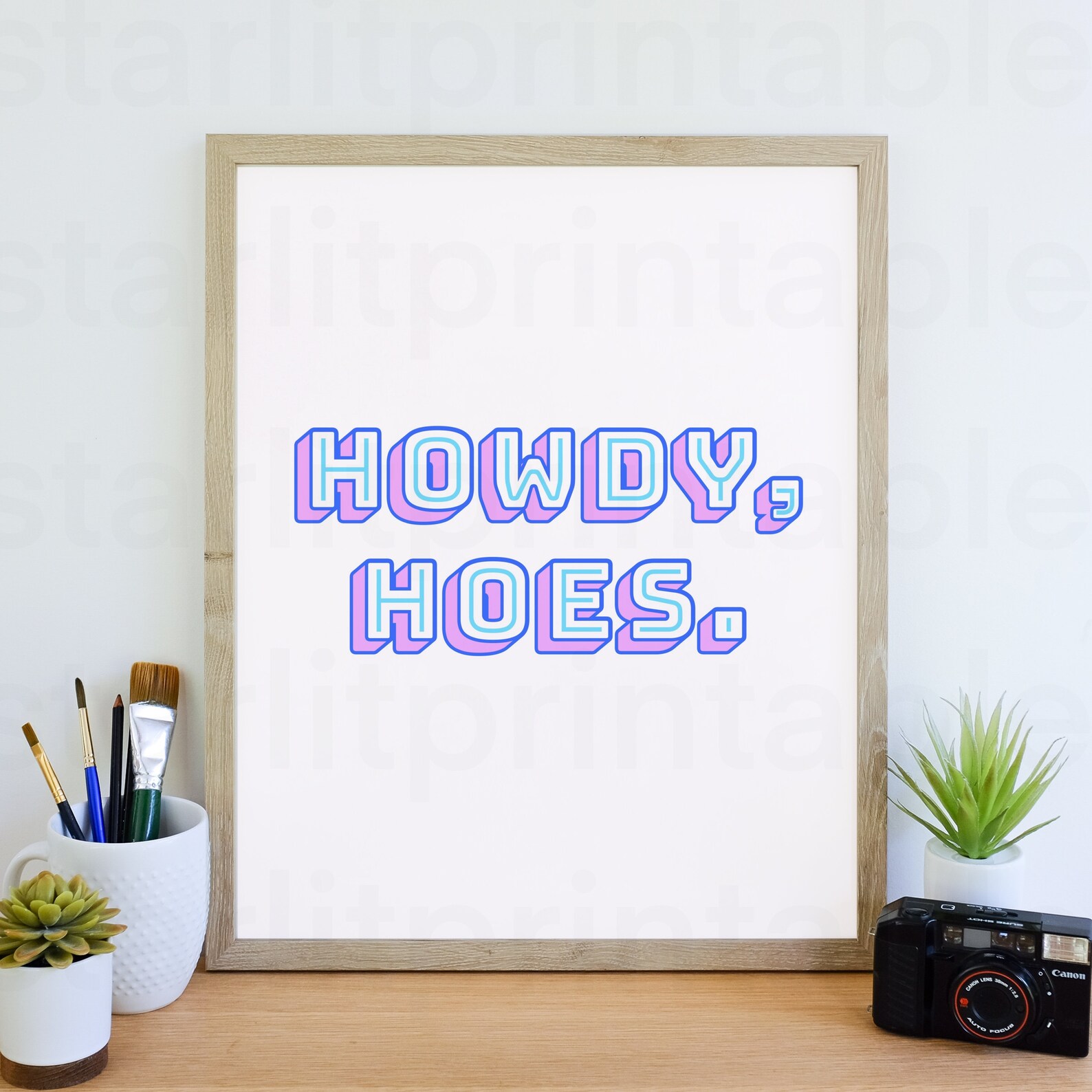 Howdy Hoes Printable Wall Art Funny Retro Style Typography | Etsy