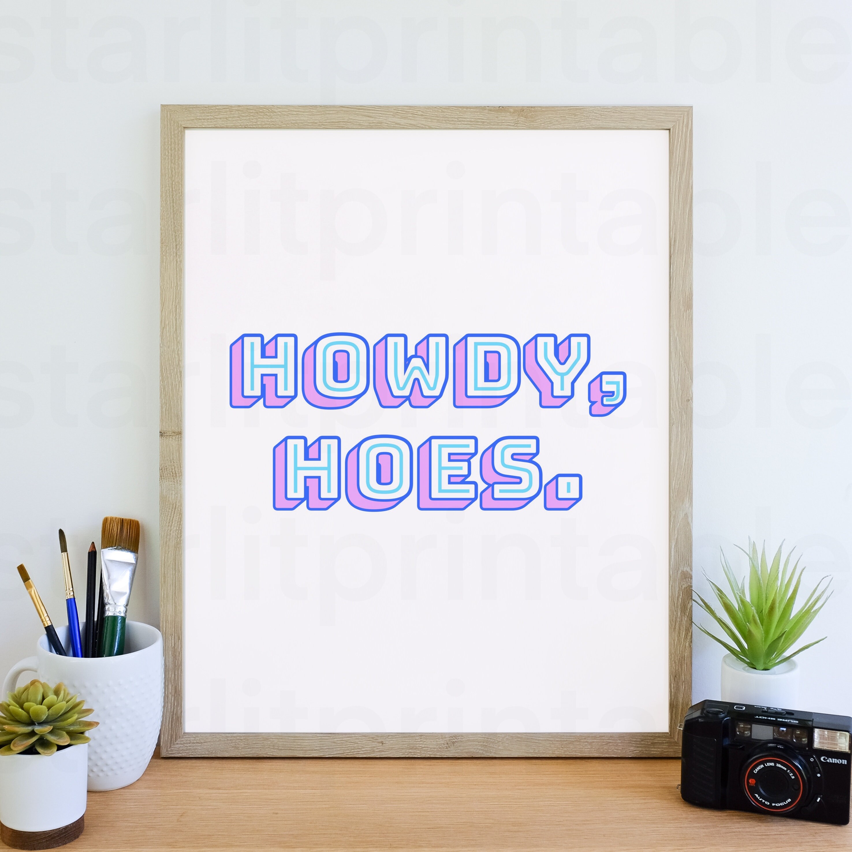 Howdy Hoes Printable Wall Art Funny Retro Style Typography - Etsy