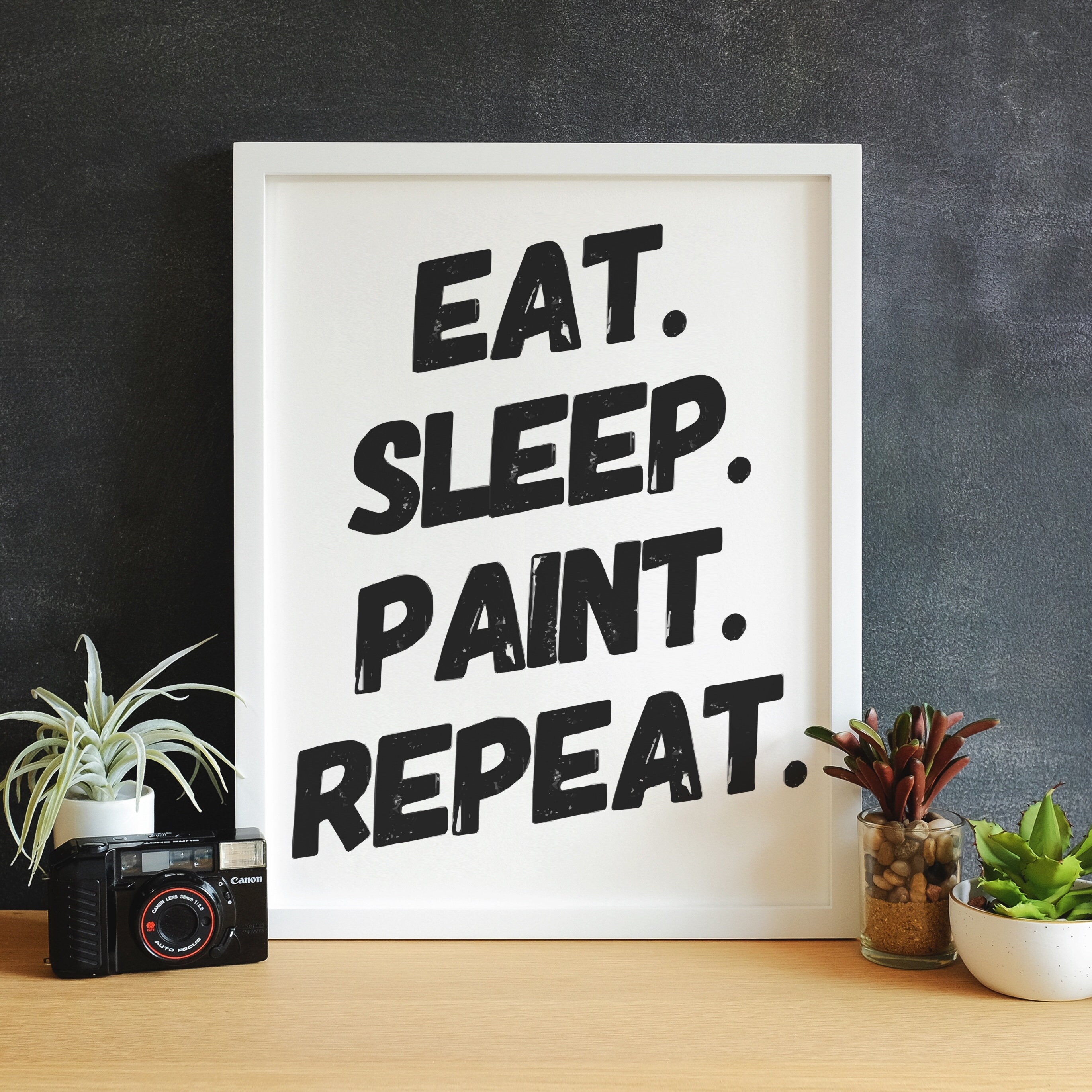 Eat Sleep Paint Repeat Printable Wall Art Minimalist Etsy