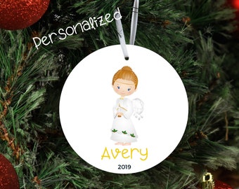 Personalized Nutcracker Angel Dance Ornament - Round White Ornament - Dance Gift for girls - Recital gift - Christmas Ornament