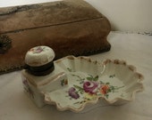 Ink, Dresden, Antique, Porcelain, Laiton, Inkwell, Collection, Rare