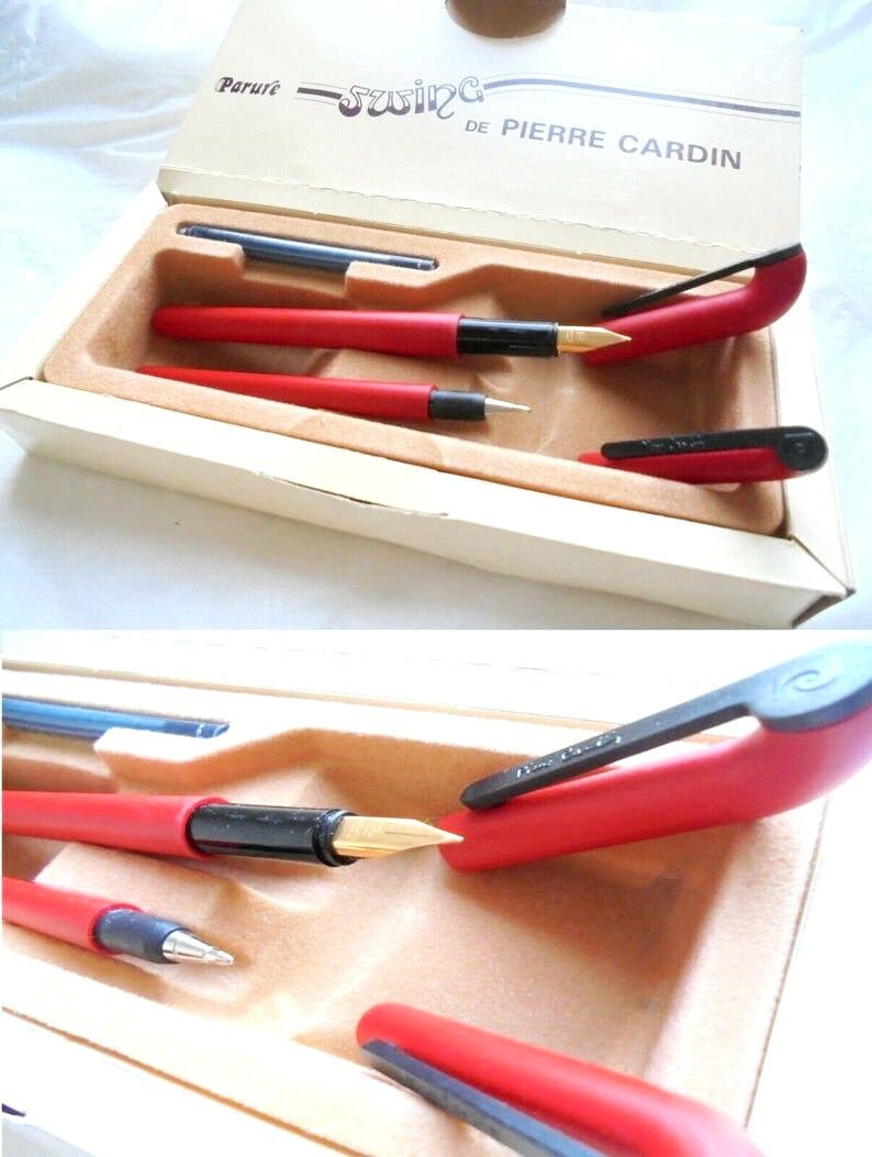 PIERRE CARDIN Parure SWING Red Pens set Fountain pen and Ball point pen Original New In gift box