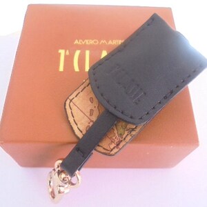Alviero Martini Prima Classe Beige Leather Keychain