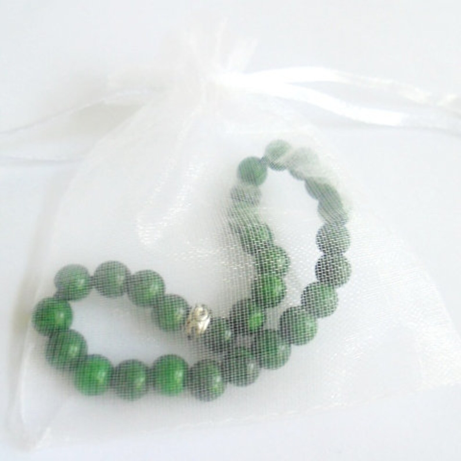 ALASKA GREEN JADE healing elastic beads bracelet woman or men Etsy