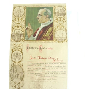 Pope Pius XI Papal Signed blessing Genuine Autograph Papal Seal 17x11.75” Apostolic Benediction