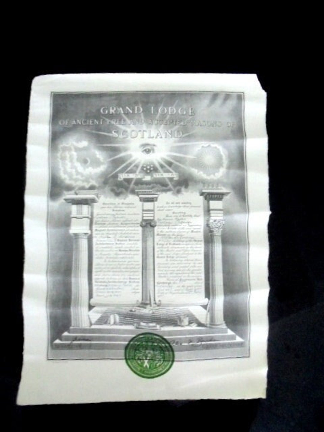 Masonic Certificate GRAND LODGE Ancient Free and Accepted - Etsy