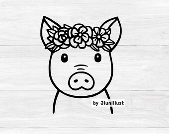 Download Floral Pig Svg Etsy