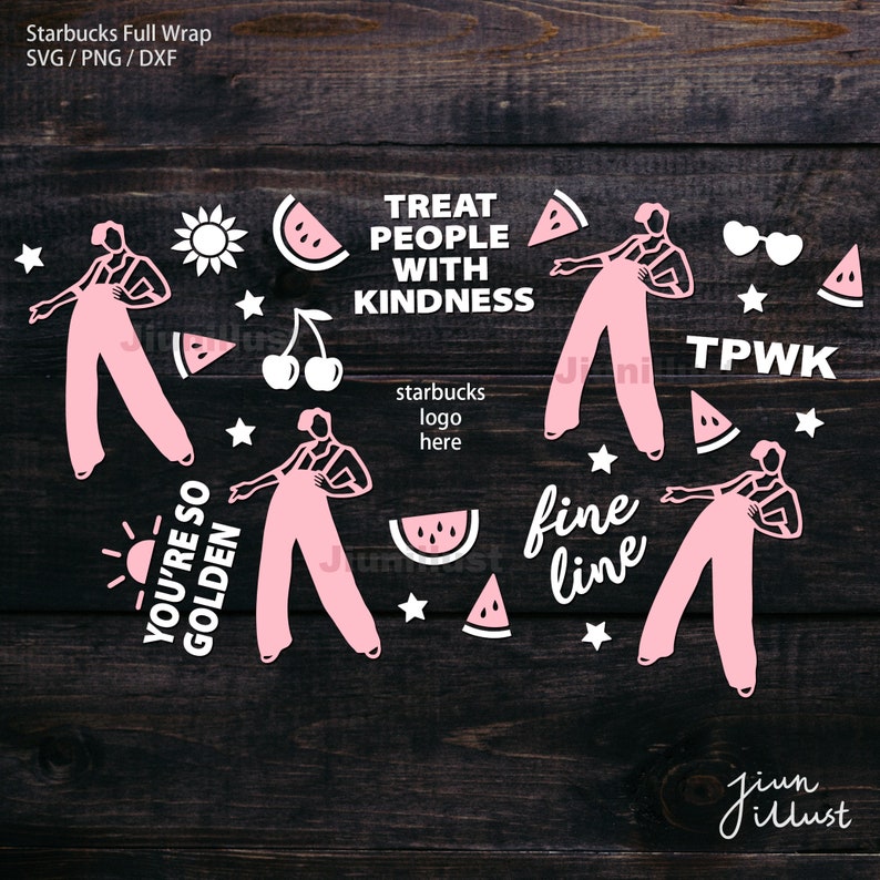 Download Pre-Sized Harry Styles Starbucks Full Wrap SVG Hand Drawn ...