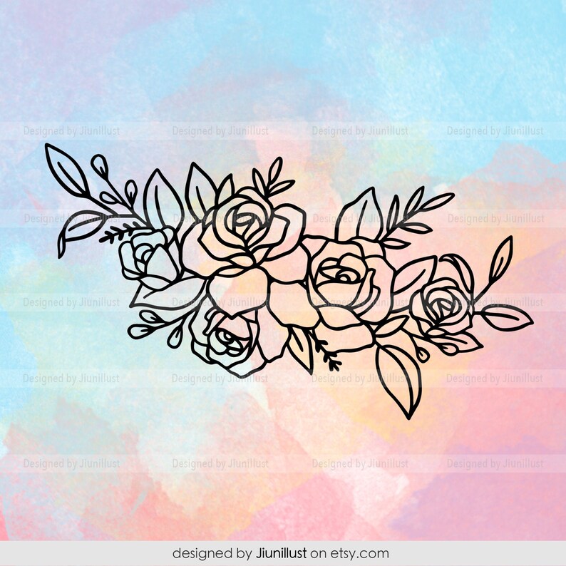 Download Flower Svg Files Flower Border Digital Download Floral Svg Files Printable Flower Cut File Wedding Design Rose Svg Hand Drawn Clip Art Art Collectibles Kromasol Com