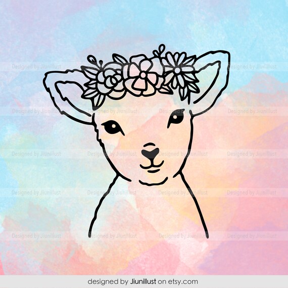 Download Baby Sheep Svg Lamb Svg Sheep With Flowers Svg Hand Drawn Etsy