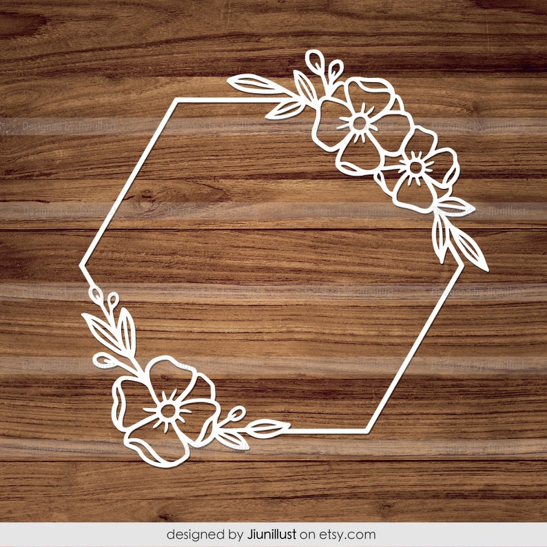 Download Flower Frame SVG Hand Drawn Flower SVG Frame SVG Hexagon ...