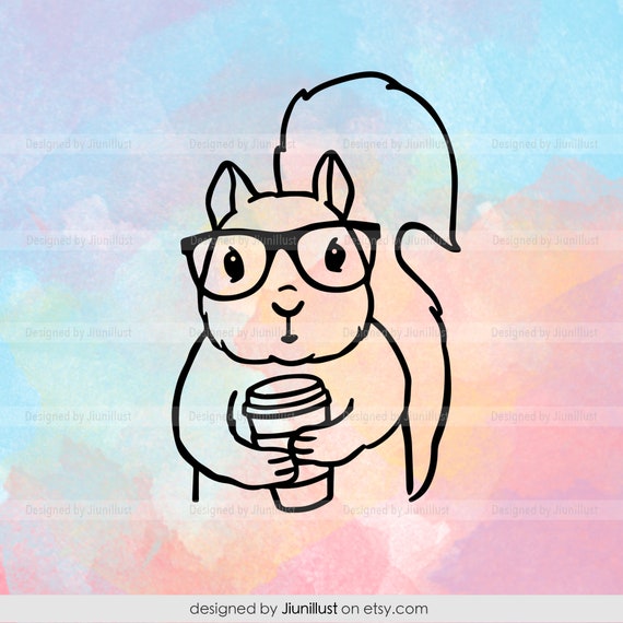 Coffee Squirrel SVG Hand Drawn Coffee Lover Sublimation Etsy