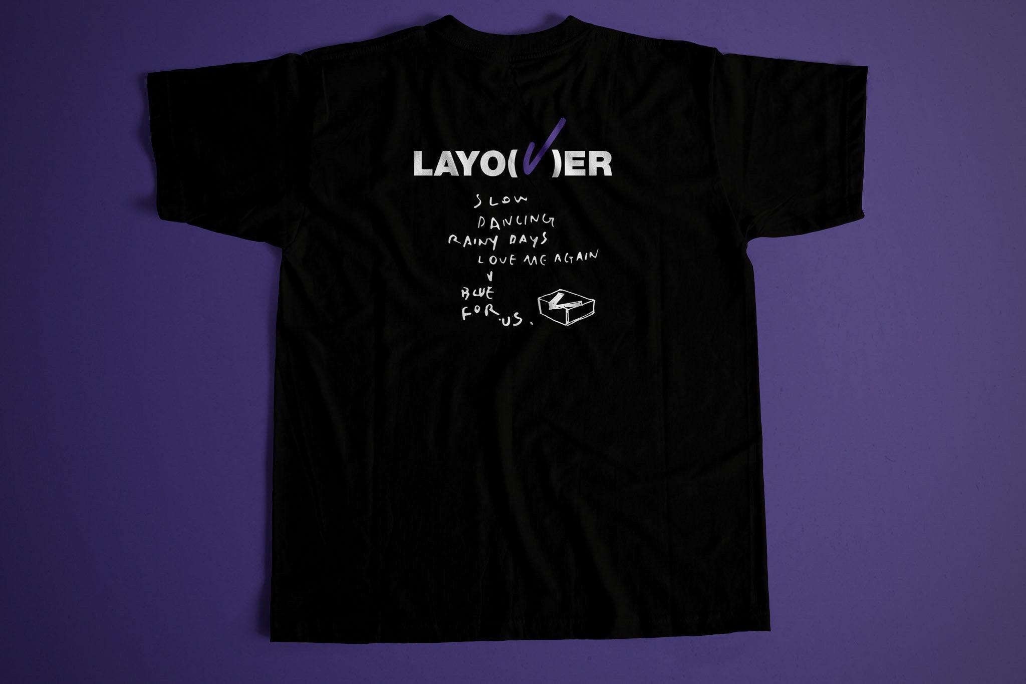 BTS V LAYOVER S/S T-SHIRT (LAYOVER) (WHITE) - BTS ARMY GIFT SHOP