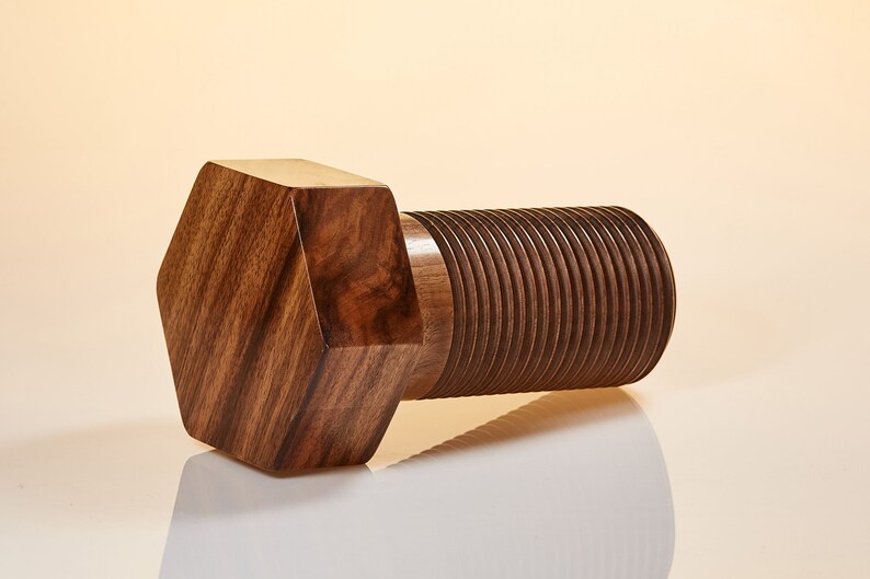 Large decorative screw made of walnut image 2