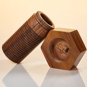 Large decorative screw made of walnut image 10