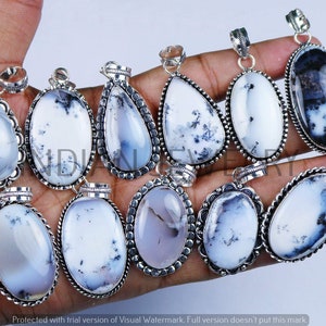Natural Dendritic Opal Gemstone Pendant / Dendritic Opal Pendant / Bulk Jewellery / Wholesale Lot / 925 Sterling Silver Plated Pendants