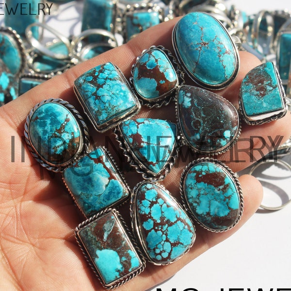 Natural Turquoise Gemstone Ring / Turquoise Ring / Gemstone Ring / Bulk Jewellery / Wholesale Rings / 925 Sterling Silver Plated
