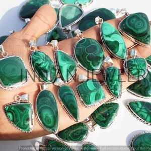 Natural Malachite Gemstone Pendant / Malachite Pendant / Bulk Jewellery / Wholesale Lot / 925 Sterling Silver Plated