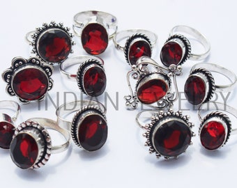 Garnet Gemstone Ring / Garnet Ring / Bulk Jewellery / Wholesale Lot / 925 Sterling Silver Plated