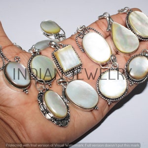 Natural Mother Of Pearl Gemstone Pendant / Mother Of Pearl Pendant / Bulk Jewellery / Wholesale Lot / 925 Sterling Silver Plated