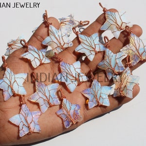 Opalite Star Tree Of Life Wire Wrapped Pendant, Tree Of Life Copper Pendant, Opalite Star Beads, Opalite Crystal Stars Wire Wrapped Pendant