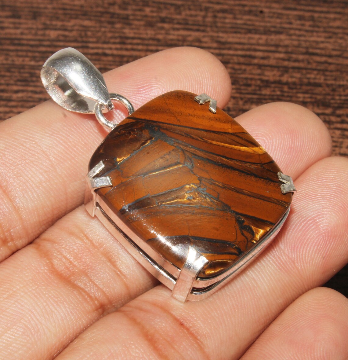 Colgante de ojo de tigre natural colgante de piedra preciosa Etsy