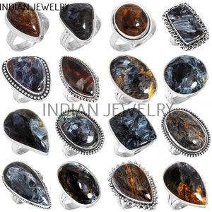 Anello con pietra preziosa naturale di Pietersite / Anello con pietra preziosa naturale di Pietersite / Gioielli all&#39;ingrosso / Lotto all&#39;ingrosso / Placcato in argento sterling 925