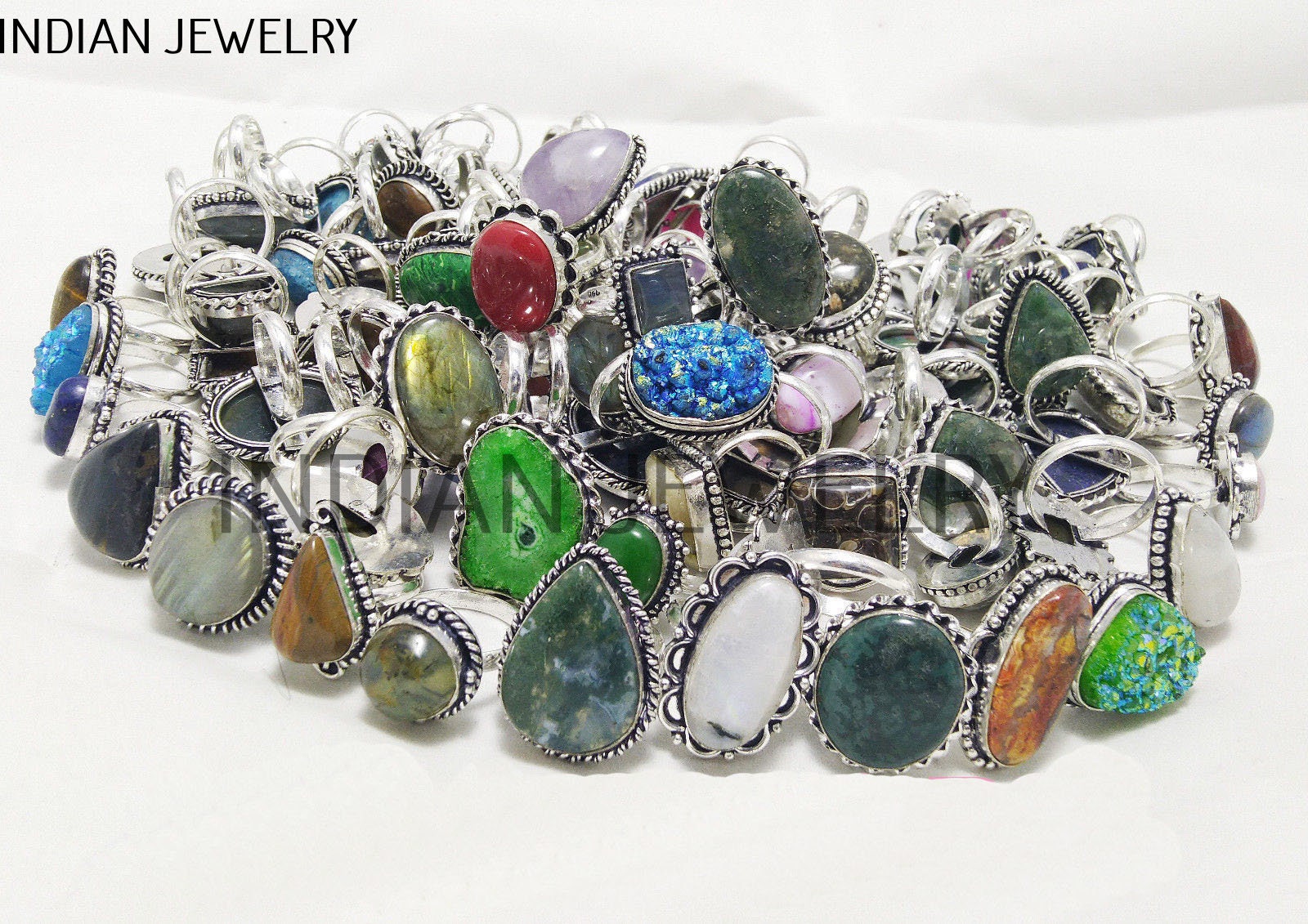 Stones On Rings Natural Mix Gemstone Ring / Mix Stones Ring / Chunky Rings for Womens ...