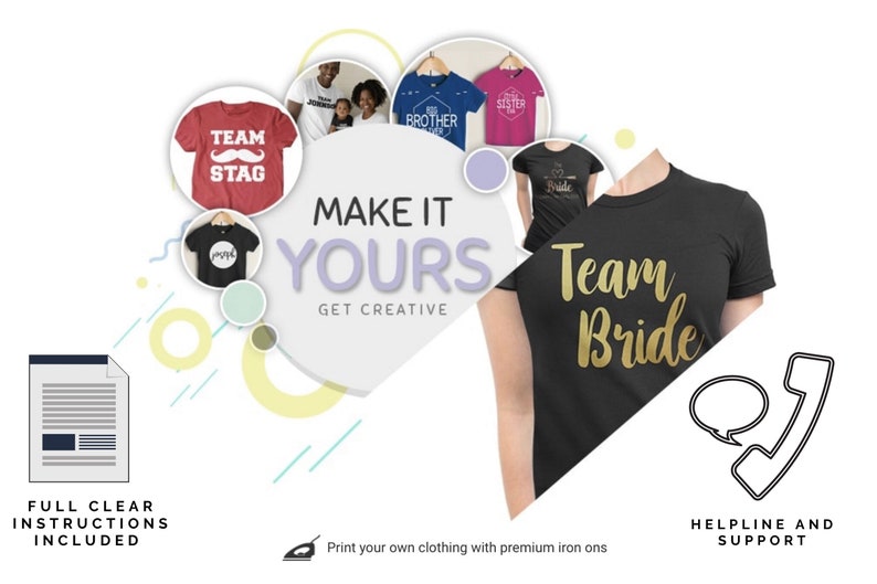 Custom Iron on TShirt Transfers. Personalised Your Image Etsy