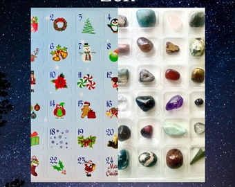 Zen Crystal Advent Calendar, 24 Gemstones for Christmas Countdown, Metaphysical Gift, Beginner Witch, Mystery Crystals
