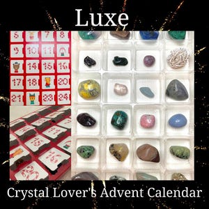 Luxe Crystal Advent Calendar – 24 Premium Healing Gemstones, Holiday Countdown Box, Spiritual Gift Set