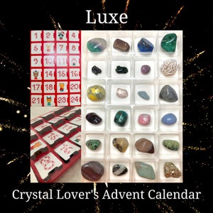 Luxe Crystal Advent Calendar, 24 Gemstones for Christmas Countdown, Metaphysical Gift, Beginner Witch, Mystery Crystals
