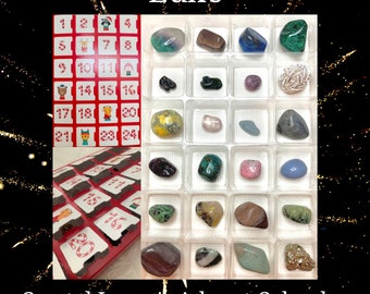 Luxe Crystal Advent Calendar, 24 Gemstones for Christmas Countdown, Metaphysical Gift, Beginner Witch, Mystery Crystals