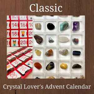 Classic Crystal Advent Calendar – 24 Healing Gemstones for Holiday Gift, Spiritual Countdown Calendar, Christmas Crystal Set