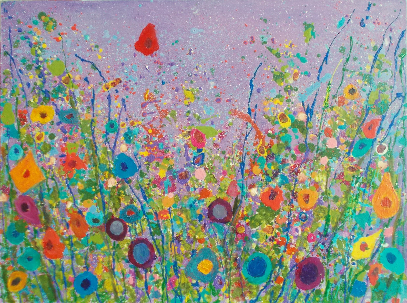 Abstract Art Flower Original Meadow Art Floral Painting Etsy