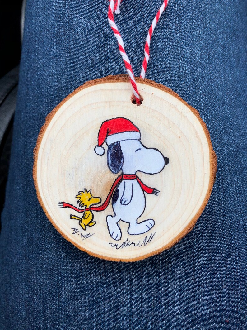 Snoopy and Woodstock Hand Painted Ornament / Wood Ornament/ Etsy