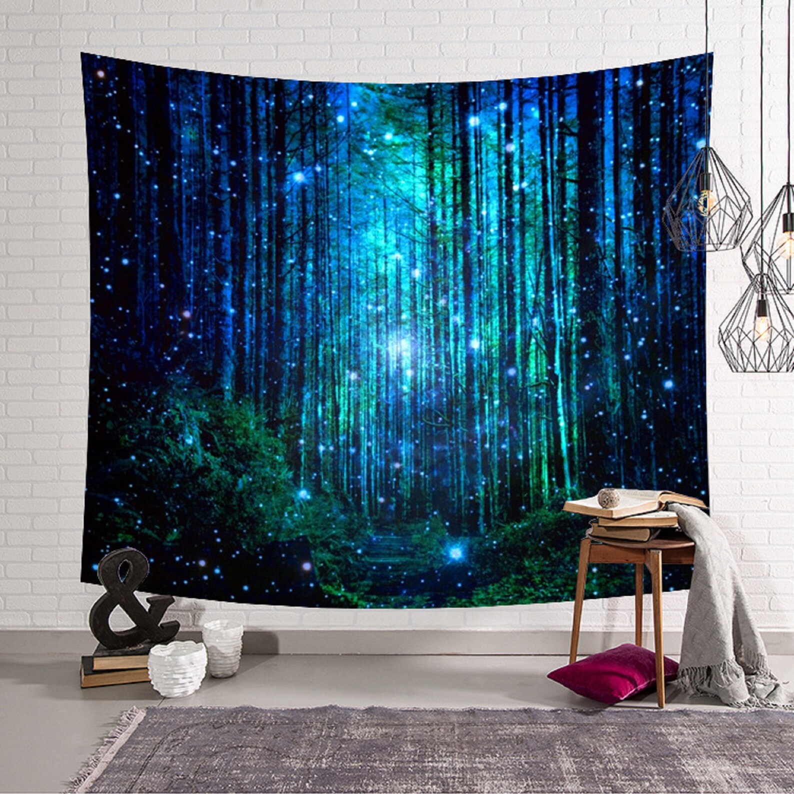 Psychedelic Forest Tapestry Cool Nature Tapestry College Etsy