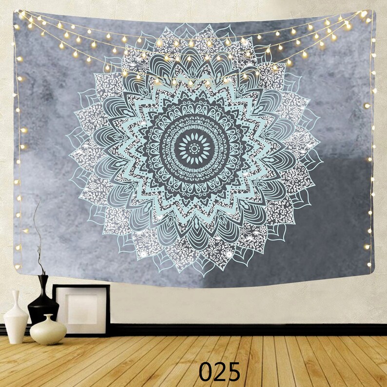 Gray Wall Mandala Tapestry Fantastic Mandala Tapestry Etsy