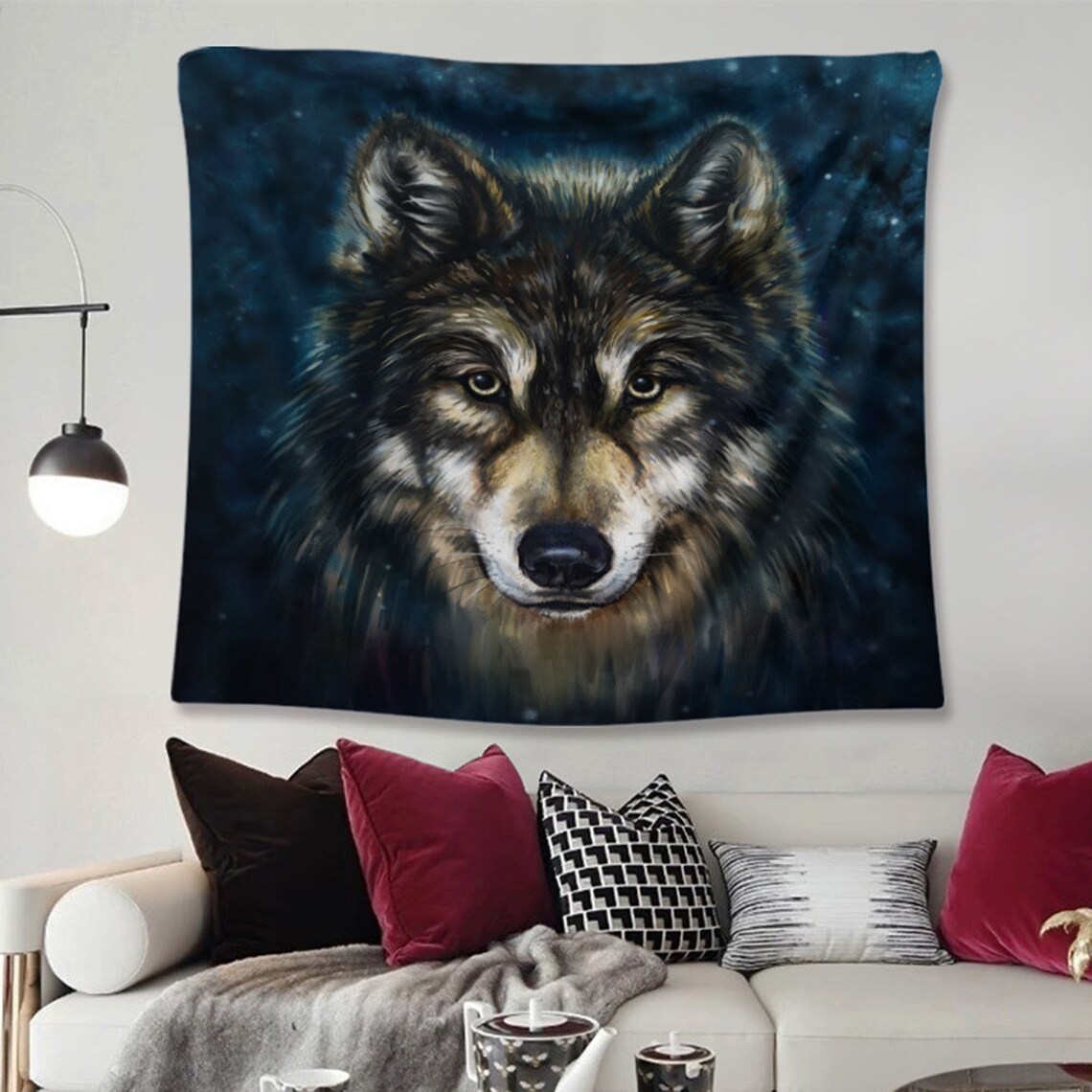 Wolf Tapestry Wall Hanging Art Nature Tapestry Home Decor Etsy