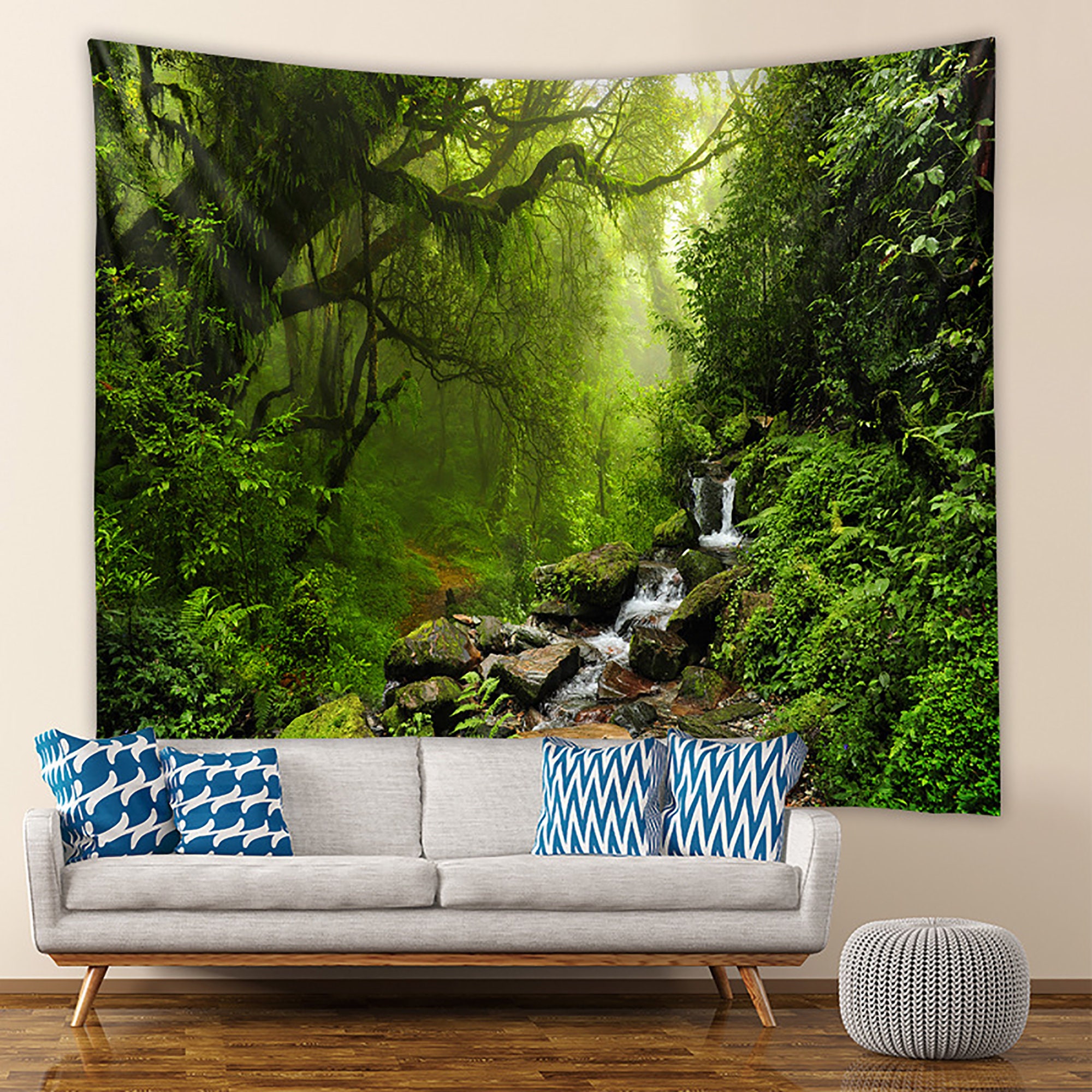 Rainforest Landscape Tapestry Green Forest Tapestry Road  Etsy