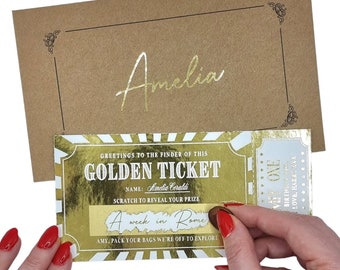 Gold Foil Scratch Reveal Ticket, Surprise Event Gift