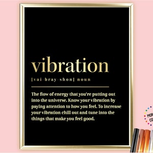 A4/A3 Vibration Definition Foil Print, Law Of Attraction Wall Art, Positive Print, Law Of Attraction Gift, Spiritual Quote Yoga Studio Print