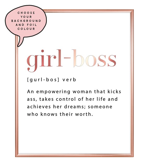 A4/A3 Girl Boss Dictionary Definition Salon Foil Print Funny Etsy