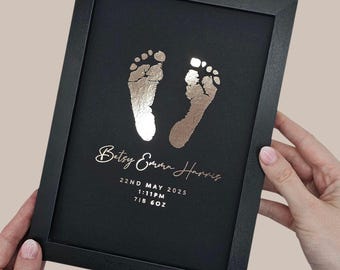 Baby Footprint Art: Custom Foil Print - Includes Inkless Hand & Foot Kit
