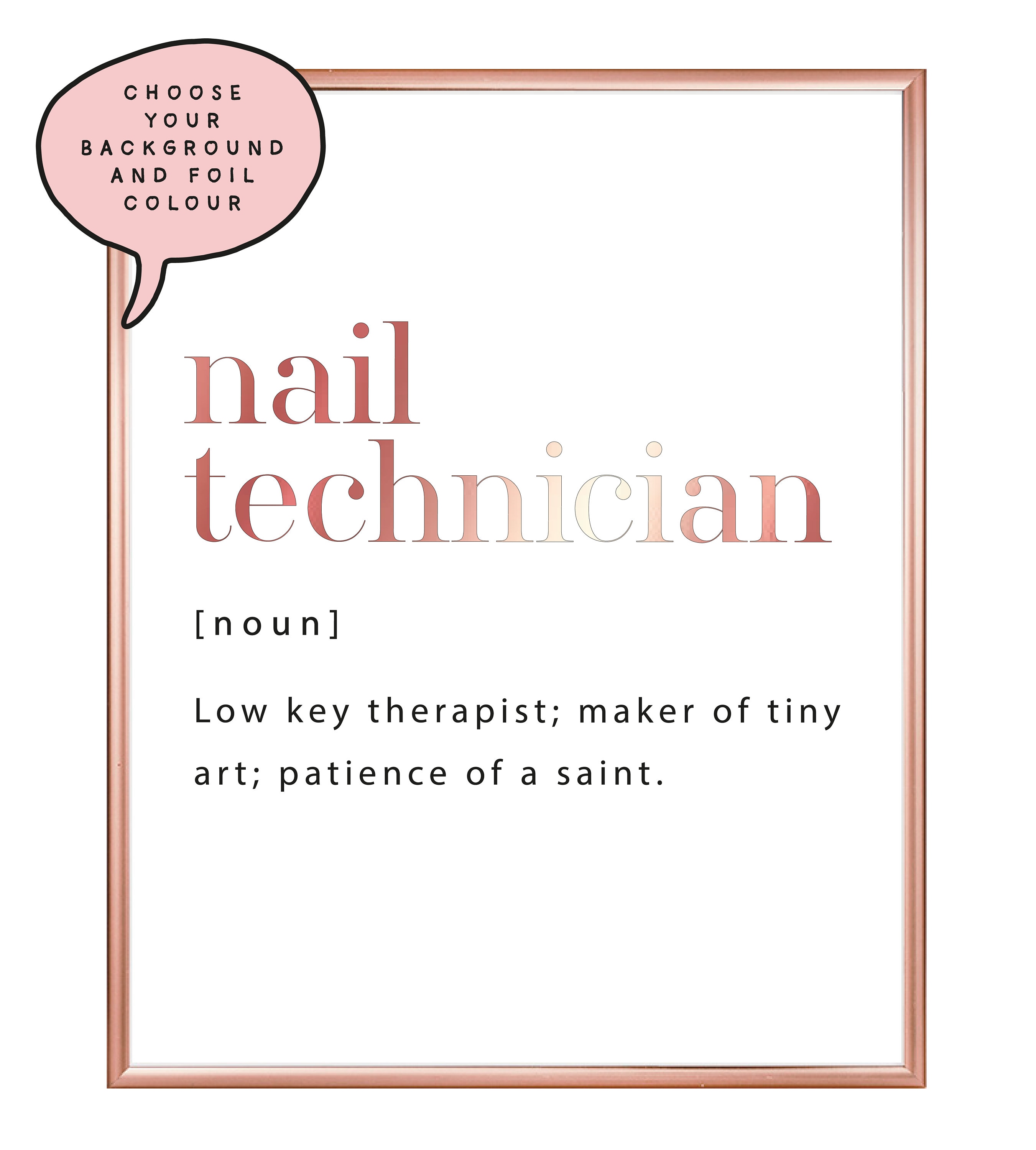 A4/A3 Nail Technician Dictionary Definition Salon Foil Print Etsy