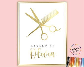 Personalized Hairdresser Foil Print, Salon Decor (A4/A3)